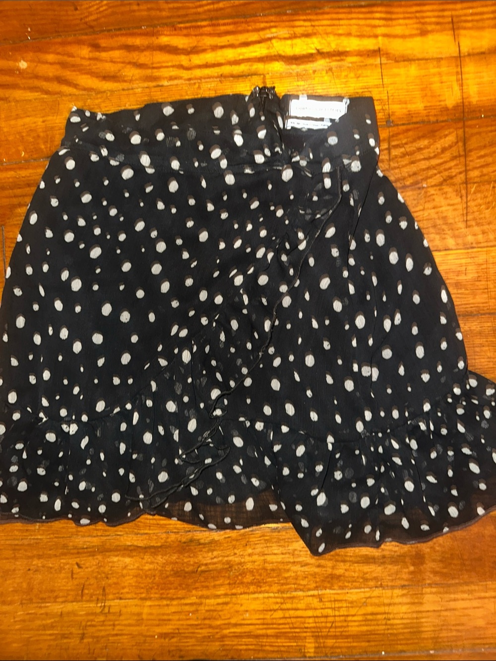 Urban Outfitters Black Polka Dot Ruffle Wrap Skirt